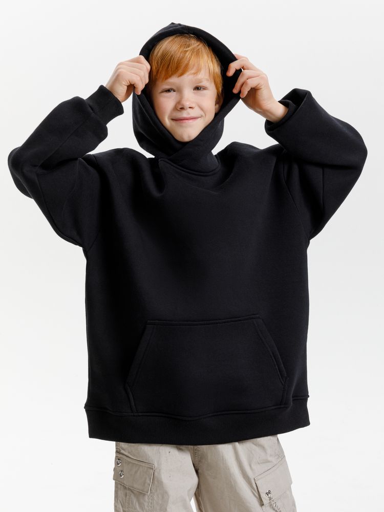 Худи детское оверсайз Junipero, черное / Миниатюра модельного (1000)