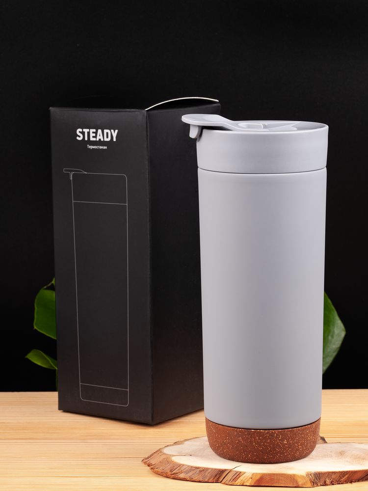 Термостакан Steady, серый / Миниатюра имиджевого (1000)