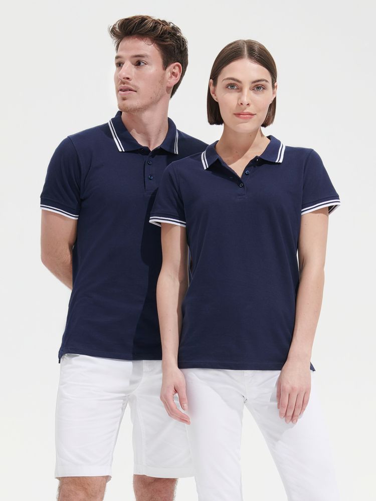 Рубашка поло женская Pasadena Women 200 с контрастной отделкой, зеленая с белым / Миниатюра имиджевого (1000)