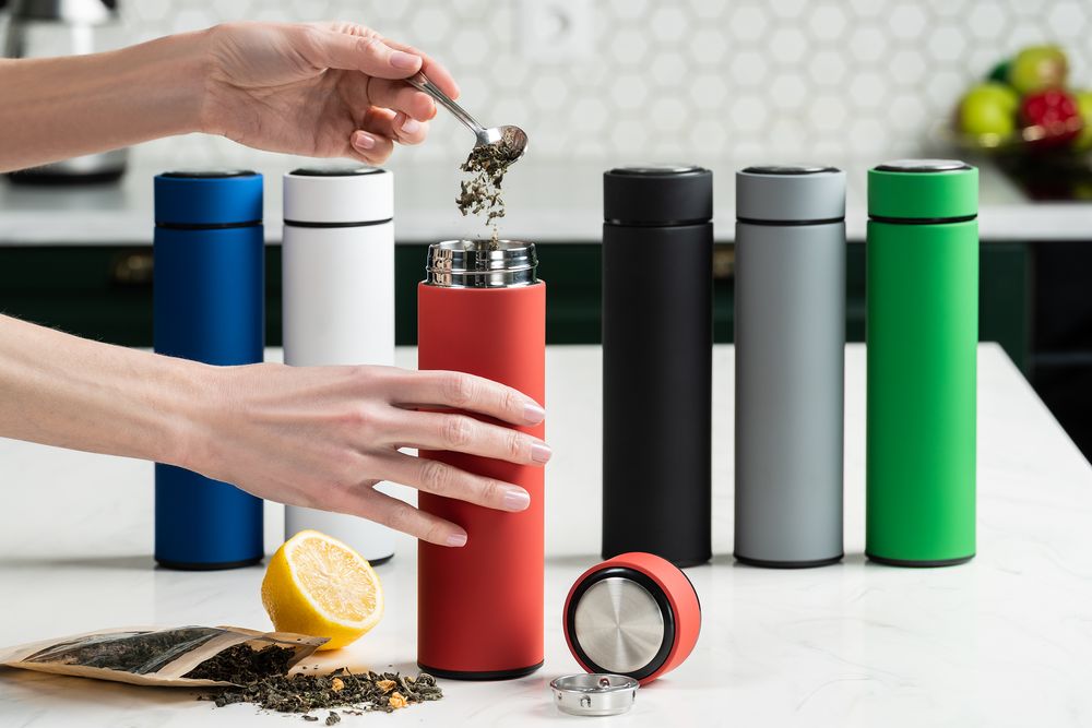 Термос с ситечком Percola, ver.2, серый / Миниатюра имиджевого (1000)