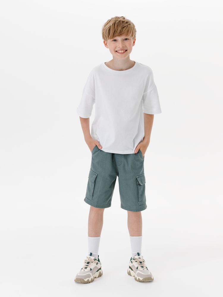 Футболка детская оверсайз Teezer, белая / Миниатюра модельного (1000)