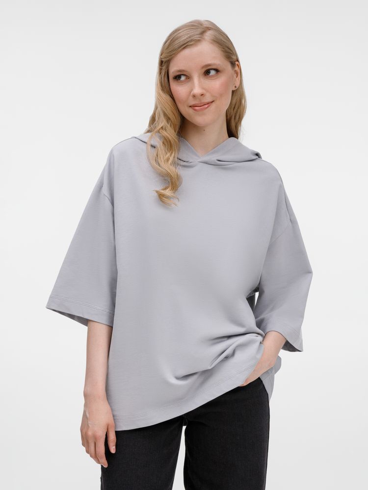 Футболка оверсайз унисекс с капюшоном Neofit, светло-серая / Миниатюра модельного (1000)