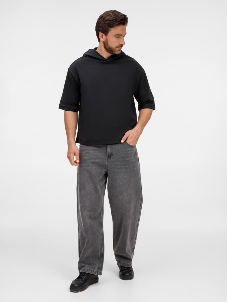 Футболка оверсай унисекс с капюшоном Neofit, черная / Миниатюра модельного (1000)