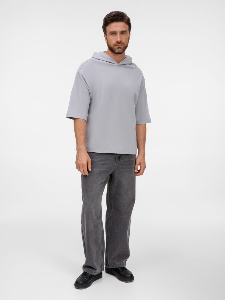 Футболка оверсайз унисекс с капюшоном Neofit, светло-серая / Миниатюра модельного (1000)