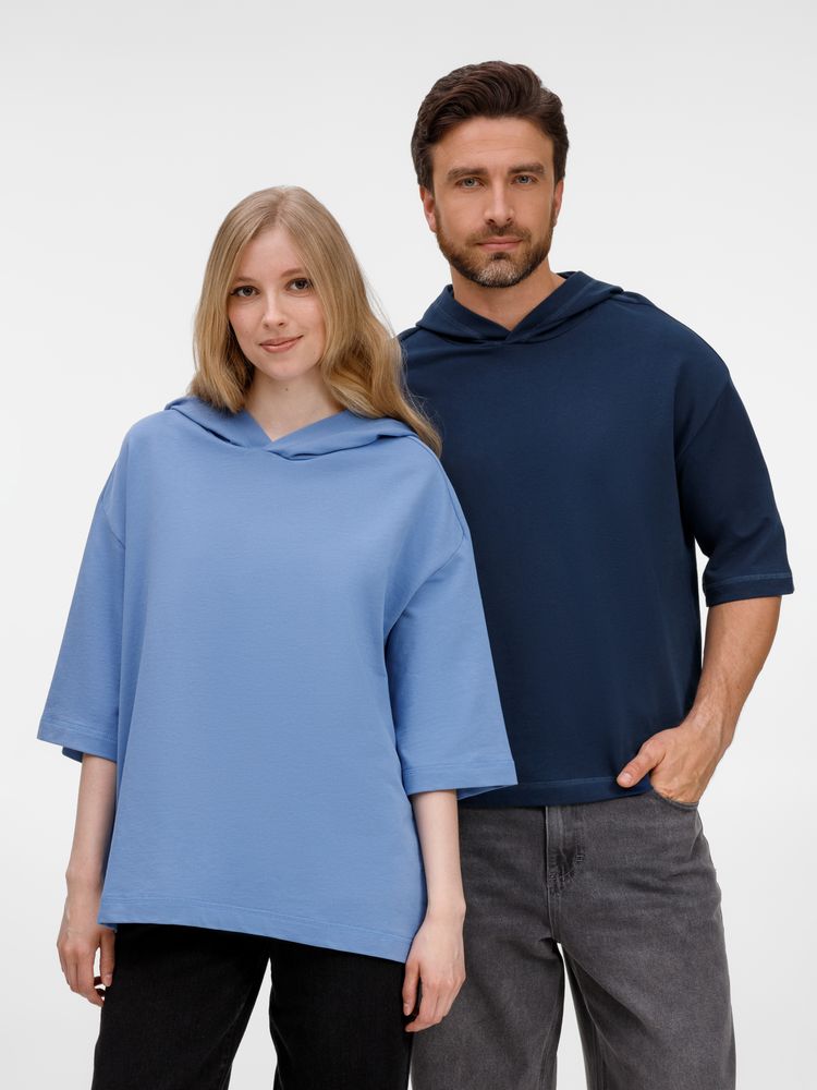 Футболка оверсай унисекс с капюшоном Neofit, темно-синяя / Миниатюра модельного (1000)