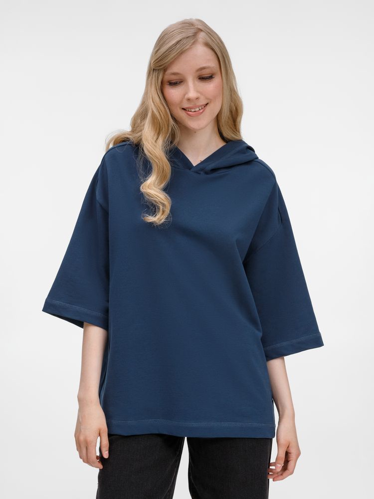 Футболка оверсай унисекс с капюшоном Neofit, темно-синяя / Миниатюра модельного (1000)
