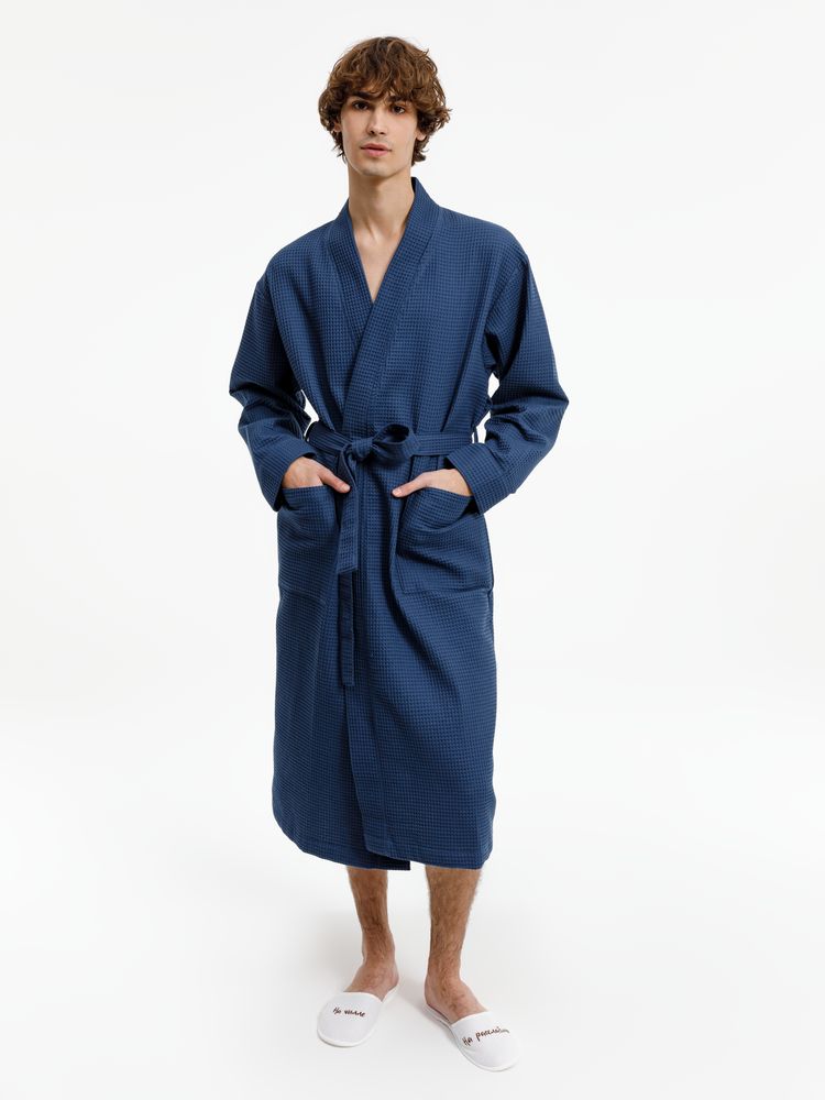 Халат вафельный Kimono, темно-синий / Миниатюра модельного (1000)
