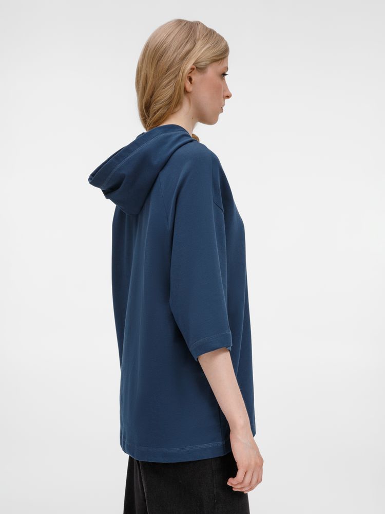 Футболка оверсай унисекс с капюшоном Neofit, темно-синяя / Миниатюра модельного (1000)
