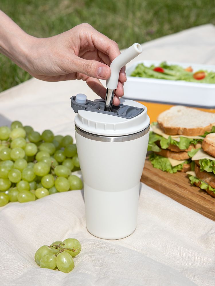 Термостакан Sapporo без логотипа, белый / Миниатюра имиджевого (1000)