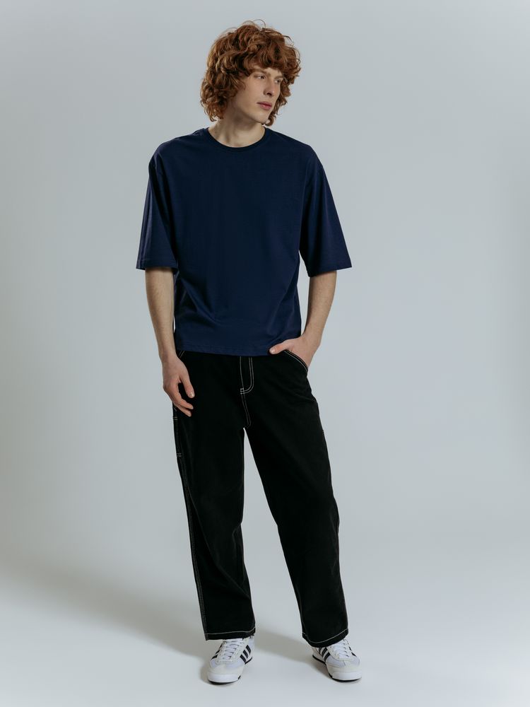 Футболка оверсайз унисекс Base Space, темно-синяя / Миниатюра модельного (1000)