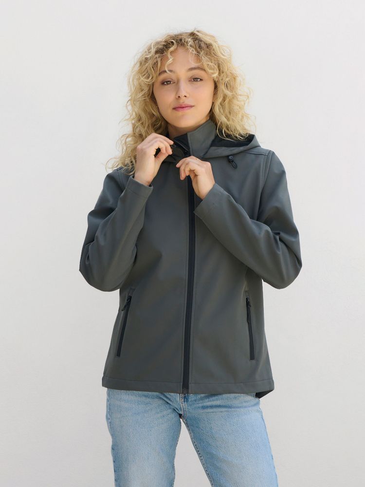 Куртка софтшелл с капюшоном женская Race Women, темно-синяя / Миниатюра модельного (1000)