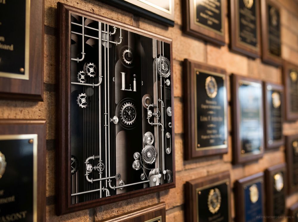Плакетка Plaque, большая, венге с серебристым шильдом / Миниатюра имиджевого (1000)