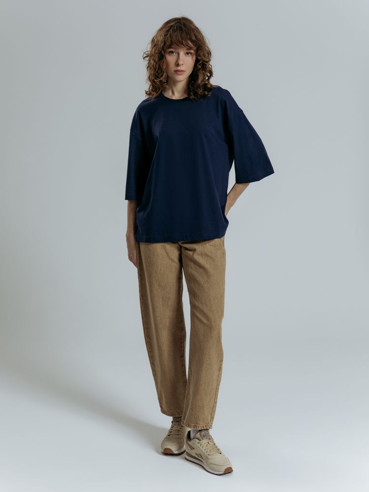 Футболка оверсайз унисекс Base Space, темно-синяя / Миниатюра модельного (1000)