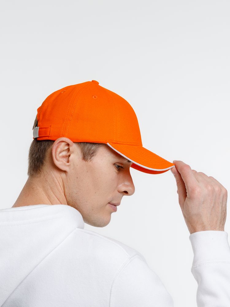 Бейсболка Spiker, оранжевая с белым / Миниатюра модельного (1000)