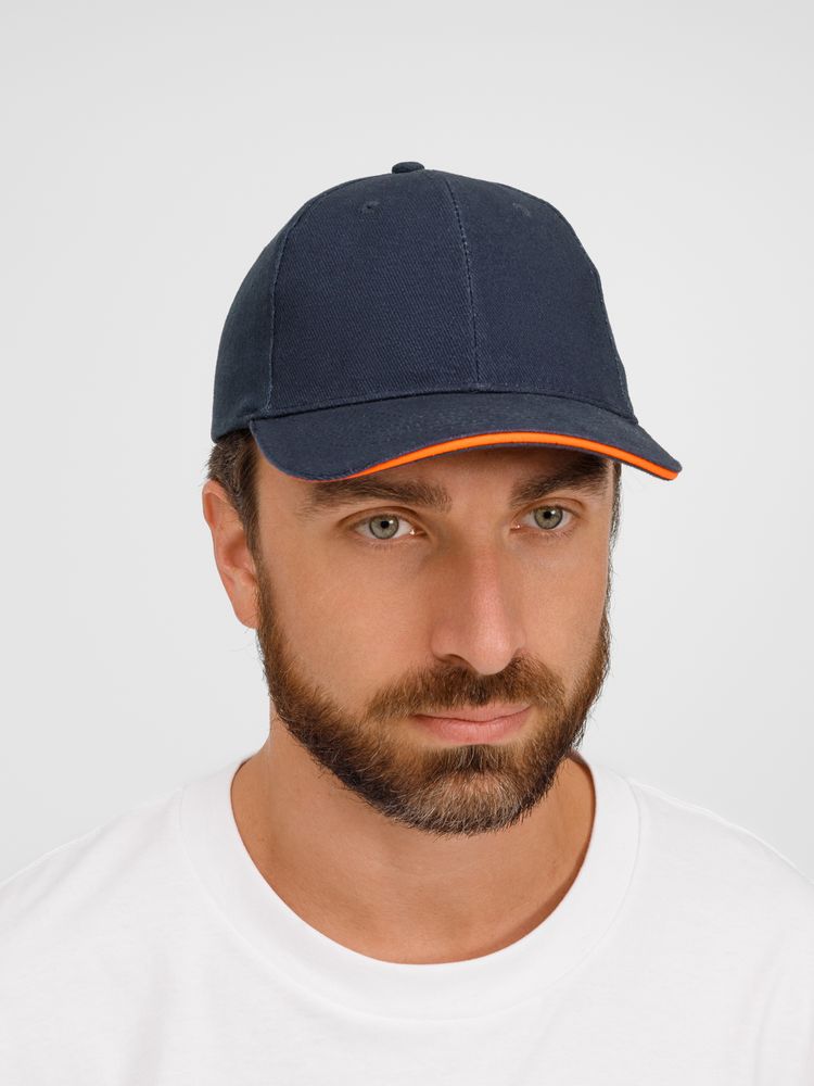 Бейсболка Buffalo, темно-синяя с неоново-оранжевым / Миниатюра модельного (1000)
