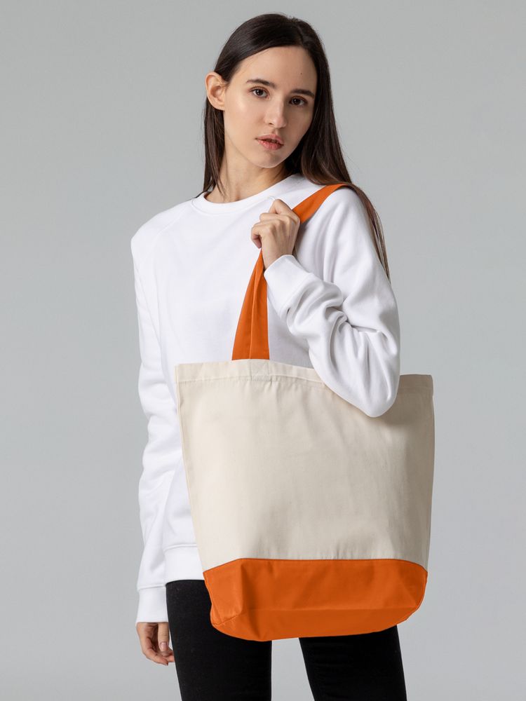 Холщовая сумка Shopaholic, оранжевая / Миниатюра модельного (1000)