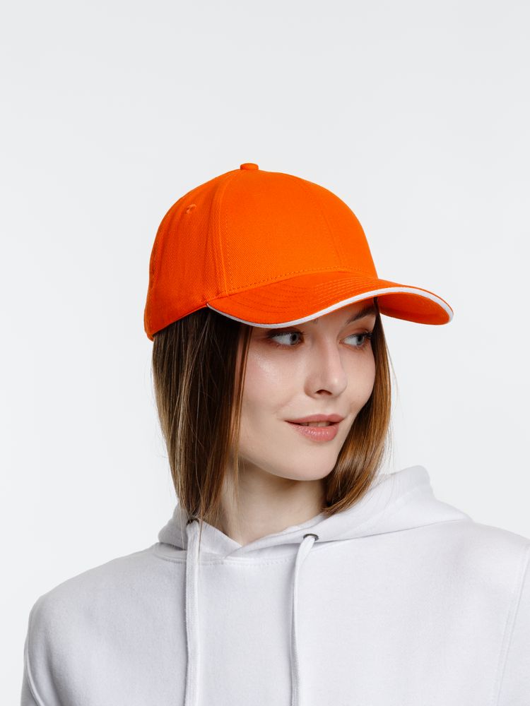 Бейсболка Spiker, оранжевая с белым / Миниатюра модельного (1000)