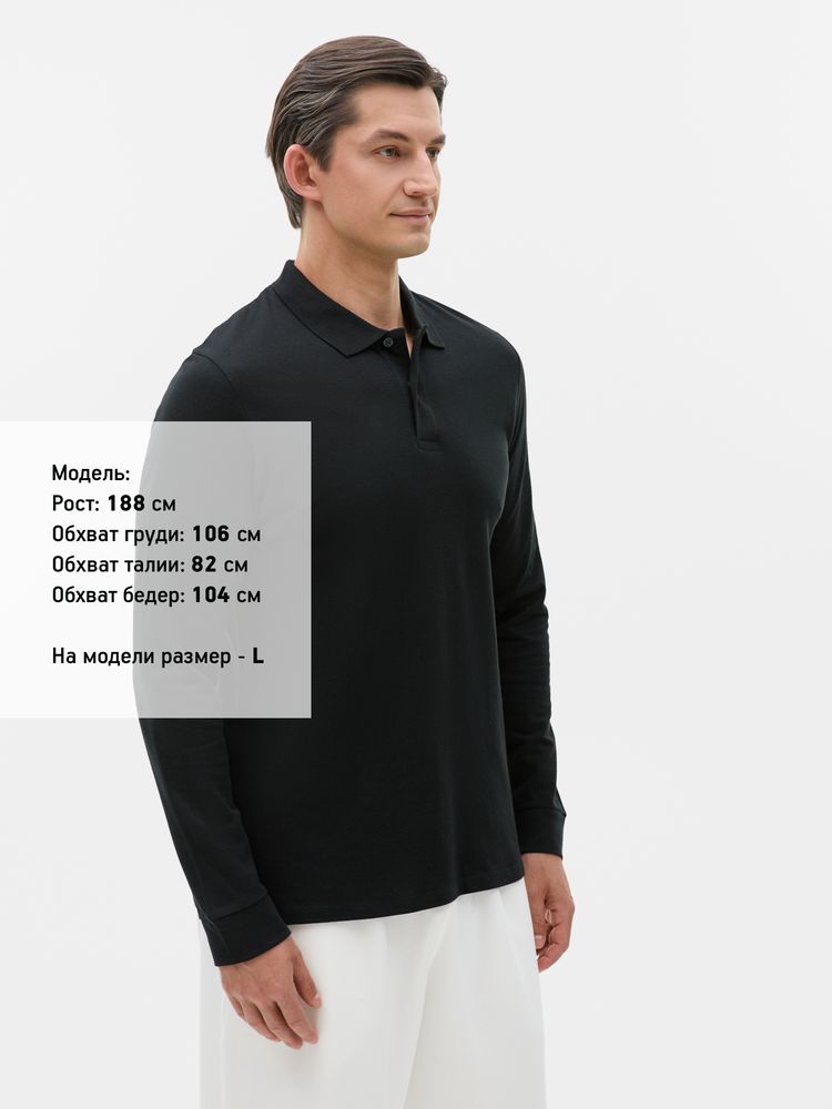 Рубашка поло мужская с длинным рукавом Perfect LSL Men, черная / Миниатюра модельного (1000)