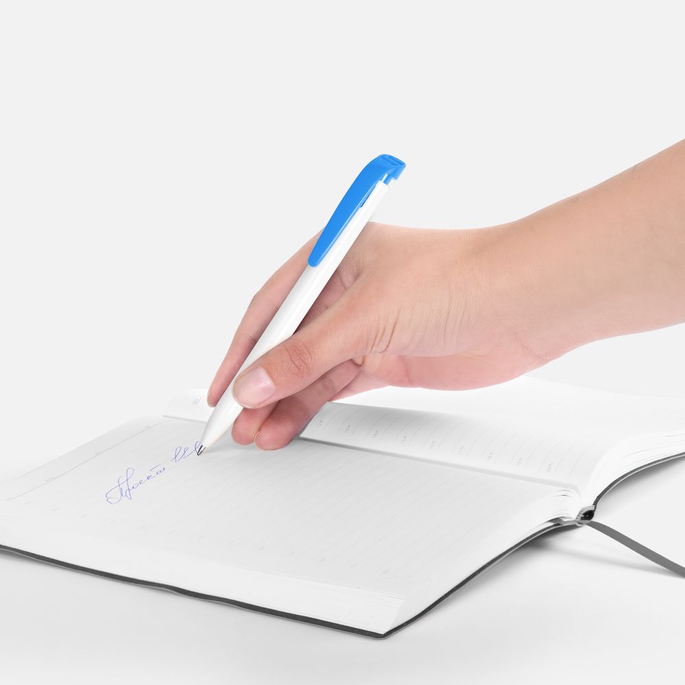 Ручка шариковая Favorite, белая с голубым / Миниатюра WWW (1000)