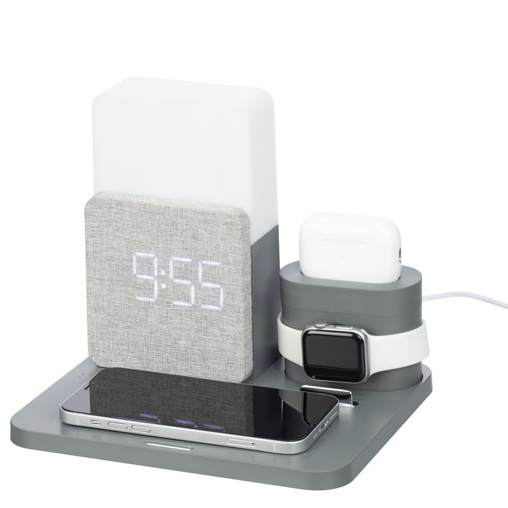 Зарядная станция с часами и подсветкой Large Charge, серая / Миниатюра WWW (1000)