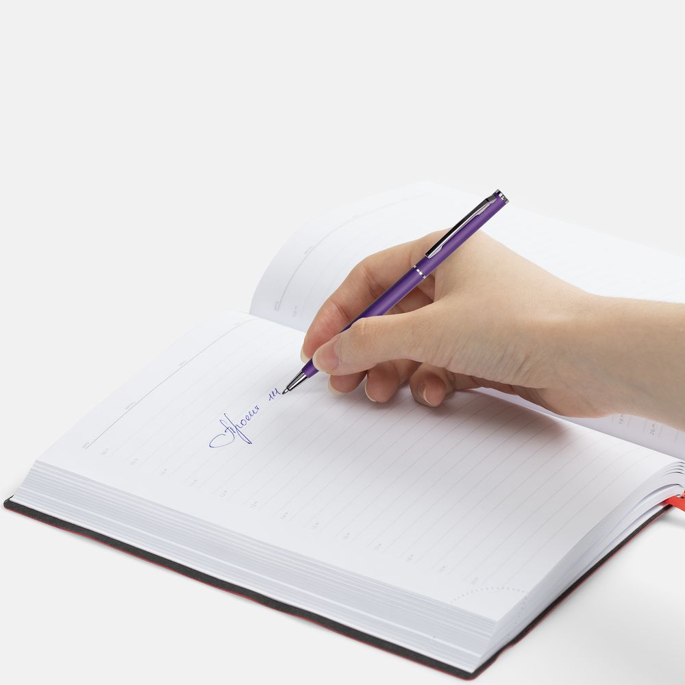 Ручка шариковая Hotel Chrome, ver.2, матовая фиолетовая / Миниатюра WWW (1000)