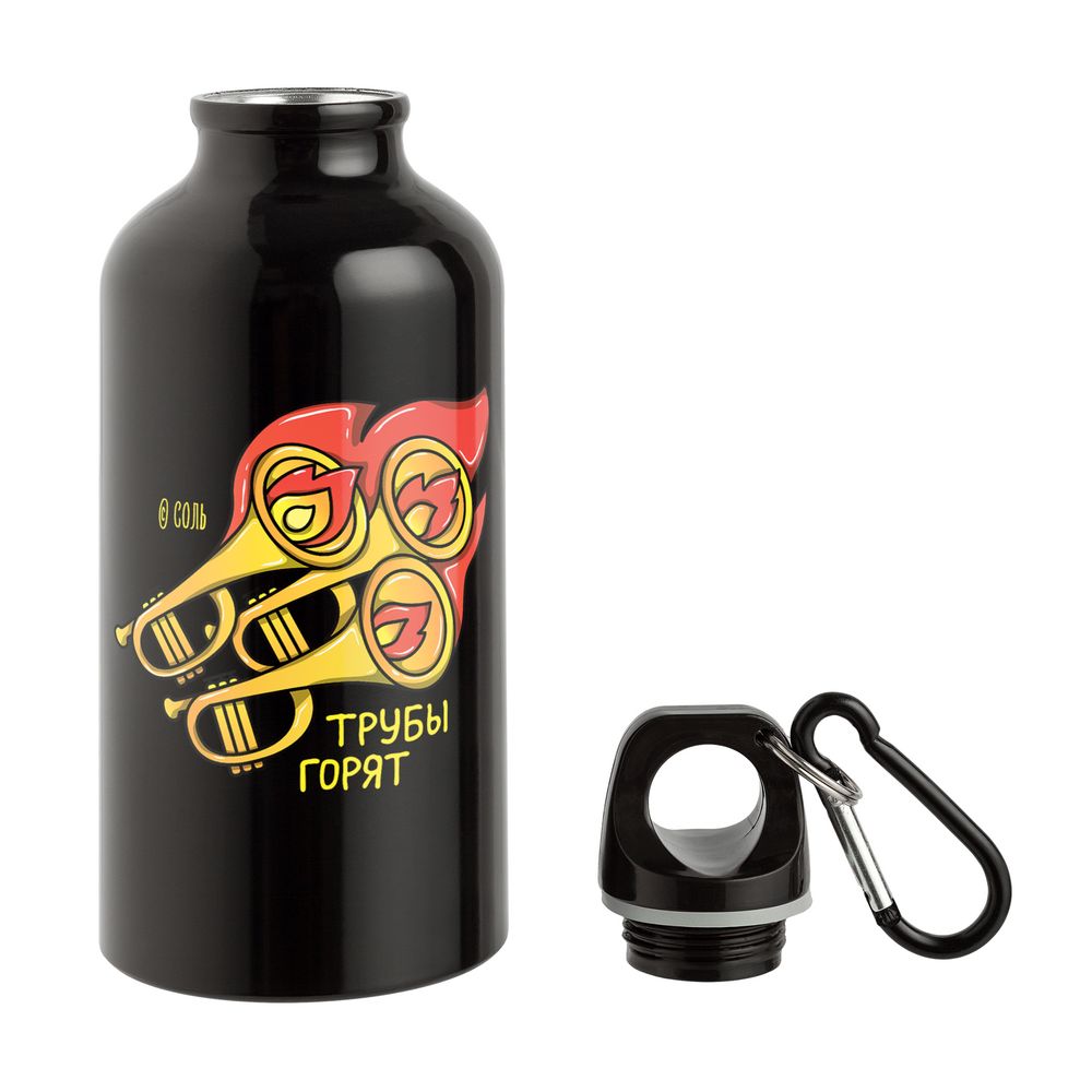 Бутылка для спорта «Трубы горят», черная / Миниатюра WWW (1000)