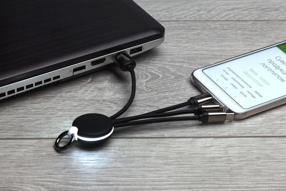 Кабель-брелок с подсветкой логотипа Lite Omniline / Миниатюра WWW (1000)