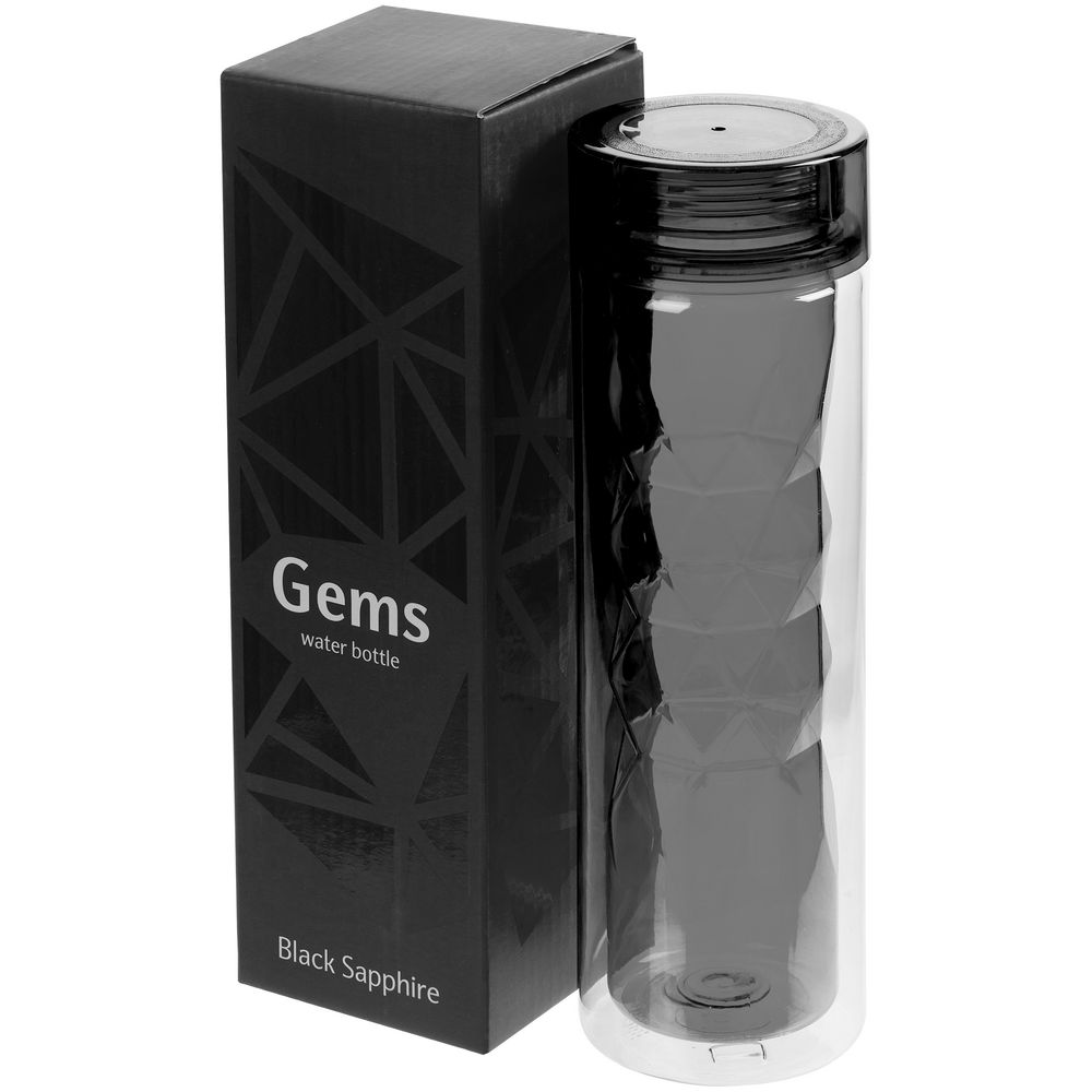 Бутылка для воды Gems Black Morion, черный морион / Миниатюра WWW (1000)