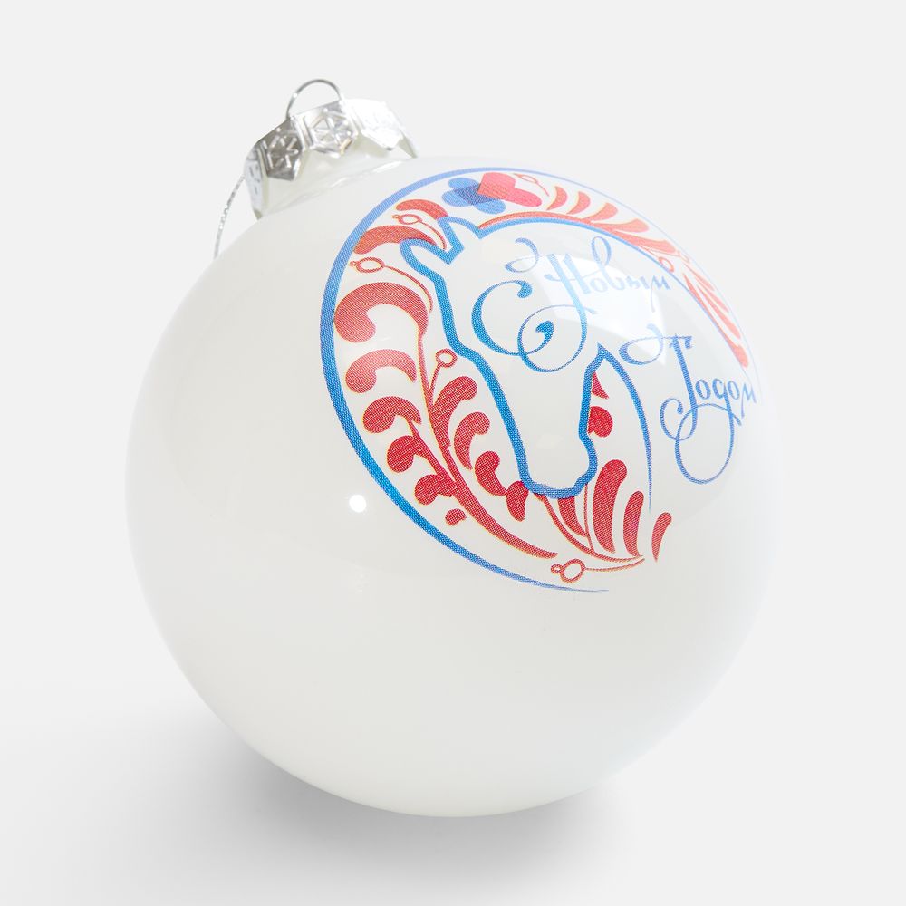 Елочный шар Finery Gloss, 10 см, глянцевый белый / Миниатюра WWW (1000)