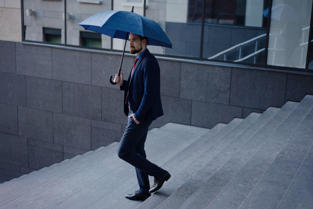 Зонт-трость Magic с проявляющимся цветочным рисунком, темно-синий / Миниатюра WWW (1000)