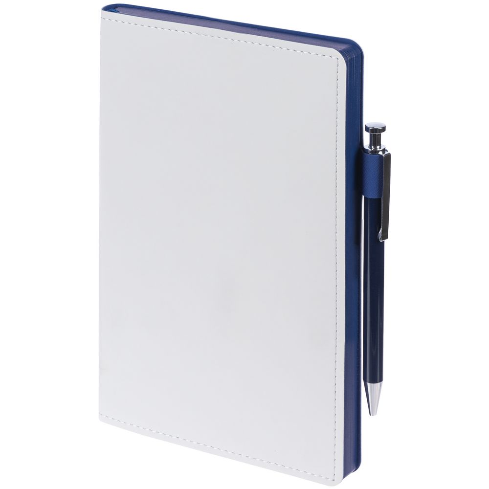 Ежедневник White Shall, недатированный, белый с синим / Миниатюра WWW (1000)