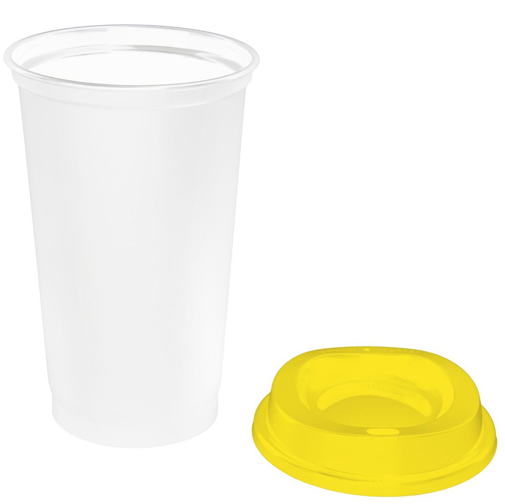 Стакан с крышкой Color Cap White, белый с желтым / Миниатюра WWW (1000)