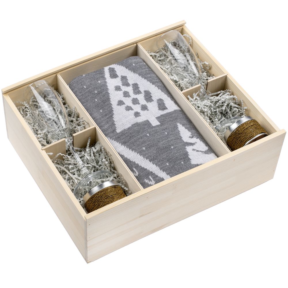 Набор с пледом и бокалами для шампанского «Снежность», кофе / Миниатюра WWW (1000)