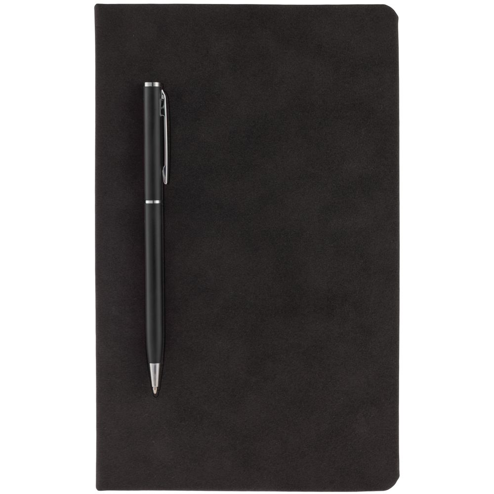 Блокнот Magnet Chrome с ручкой, черный / Миниатюра WWW (1000)