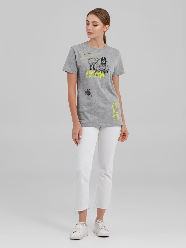 Футболка с термонаклейками Meow, серый меланж / Миниатюра WWW (1000)