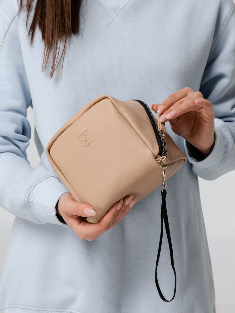 Дорожная косметичка Cubo, бежевая с логотипом / Миниатюра WWW (1000)