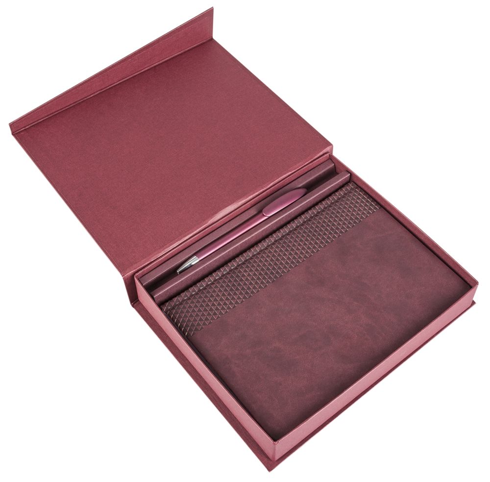 Коробка Duo под ежедневник и ручку, бордовая / Миниатюра WWW (1000)