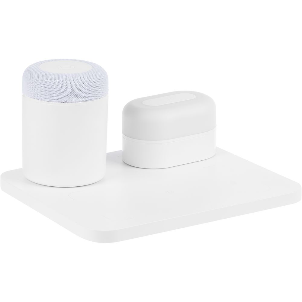 Станция беспроводной зарядки с колонкой и ночником Trilogy, белая / Миниатюра WWW (1000)