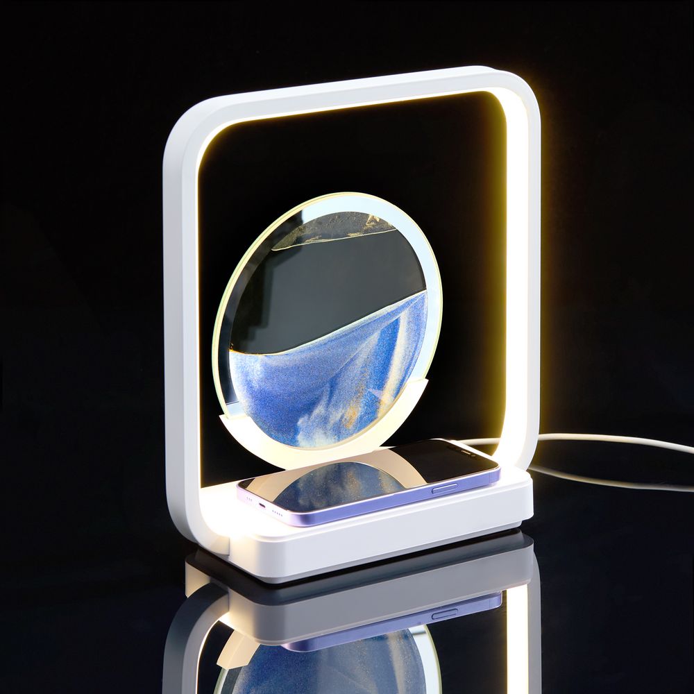 Интерьерный светильник с беспроводной зарядкой Sandflow, белый / Миниатюра WWW (1000)