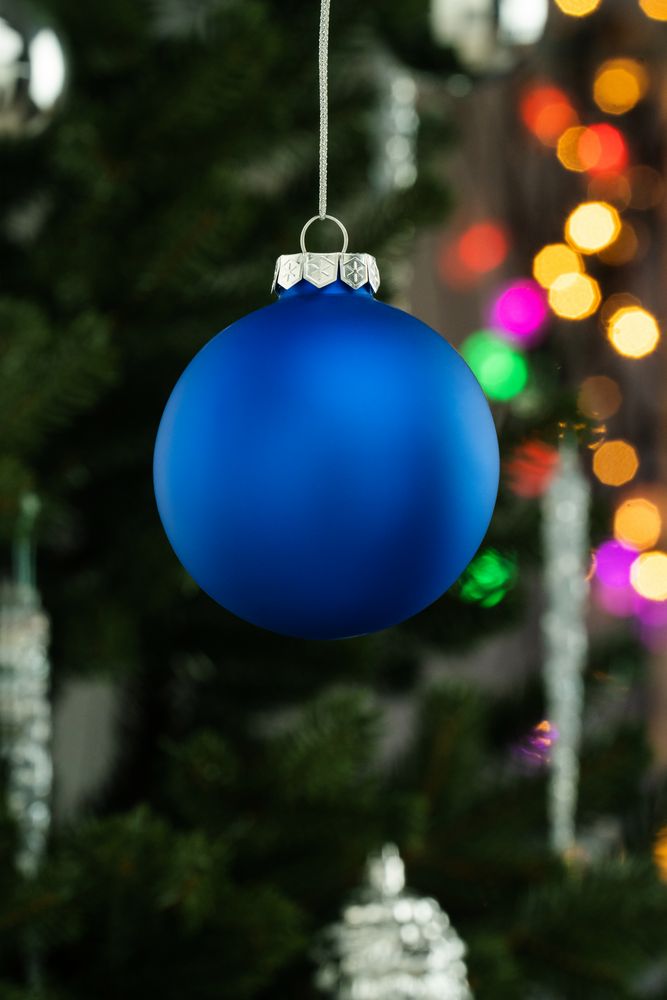 Елочный шар Finery Matt, 8 см, матовый синий / Миниатюра WWW (1000)