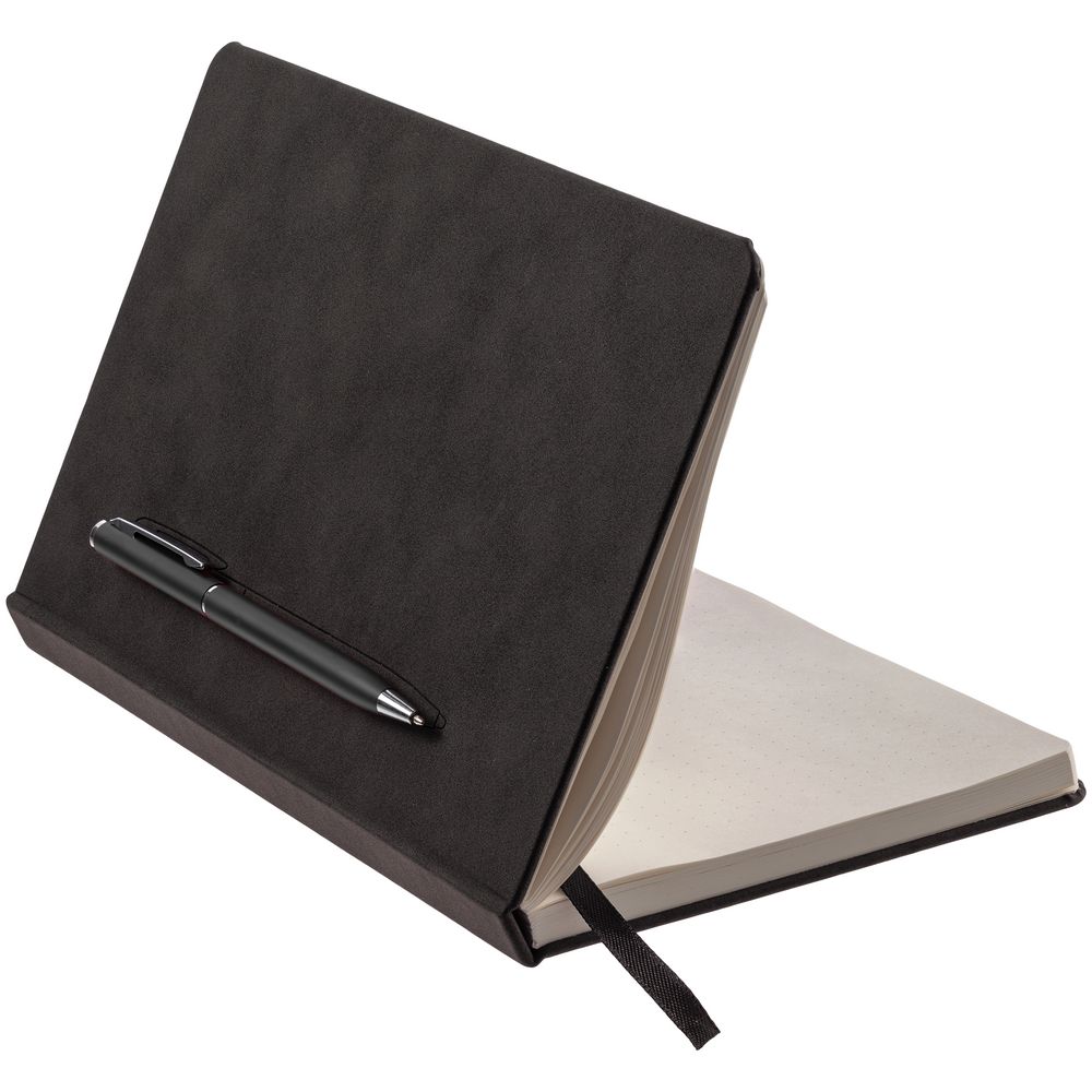 Блокнот Magnet Chrome с ручкой, черный / Миниатюра WWW (1000)