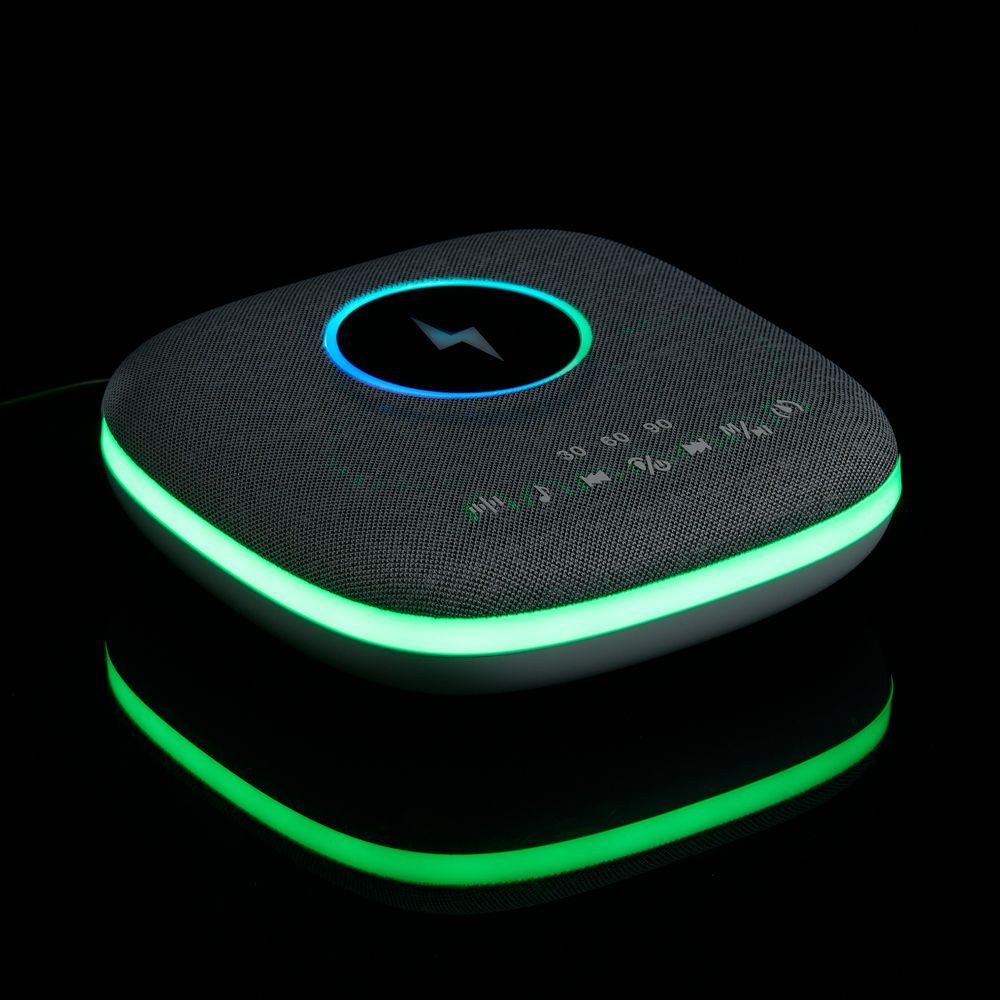 Bluetooth колонка с беспроводной зарядкой и подсветкой Terrafonic, серая / Миниатюра WWW (1000)