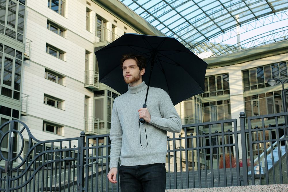 Зонт-трость rainVestment, темно-синий меланж / Миниатюра WWW (1000)