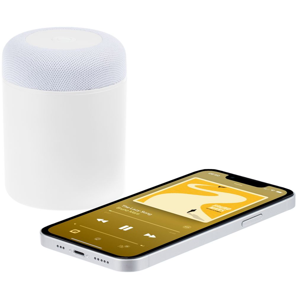 Станция беспроводной зарядки с колонкой и ночником Trilogy, белая / Миниатюра WWW (1000)