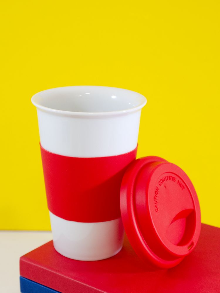 Стакан с крышкой FarFor, красная / Миниатюра WWW (1000)