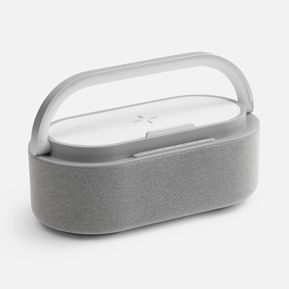 Колонка с часами и беспроводной зарядкой Veske ver.2, серая / Миниатюра WWW (1000)