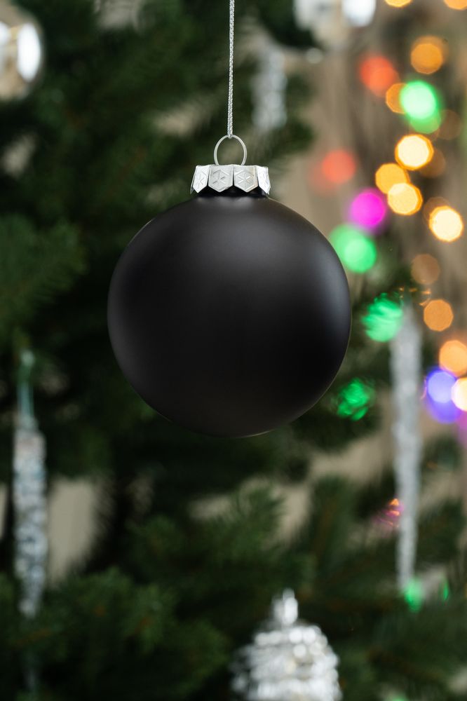 Елочный шар Finery Matt, 8 см, матовый черный / Миниатюра WWW (1000)