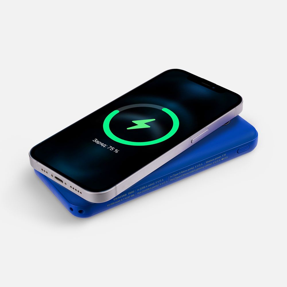 Аккумулятор Omni Qi 10000 мАч, ver.2, синий / Миниатюра WWW (1000)