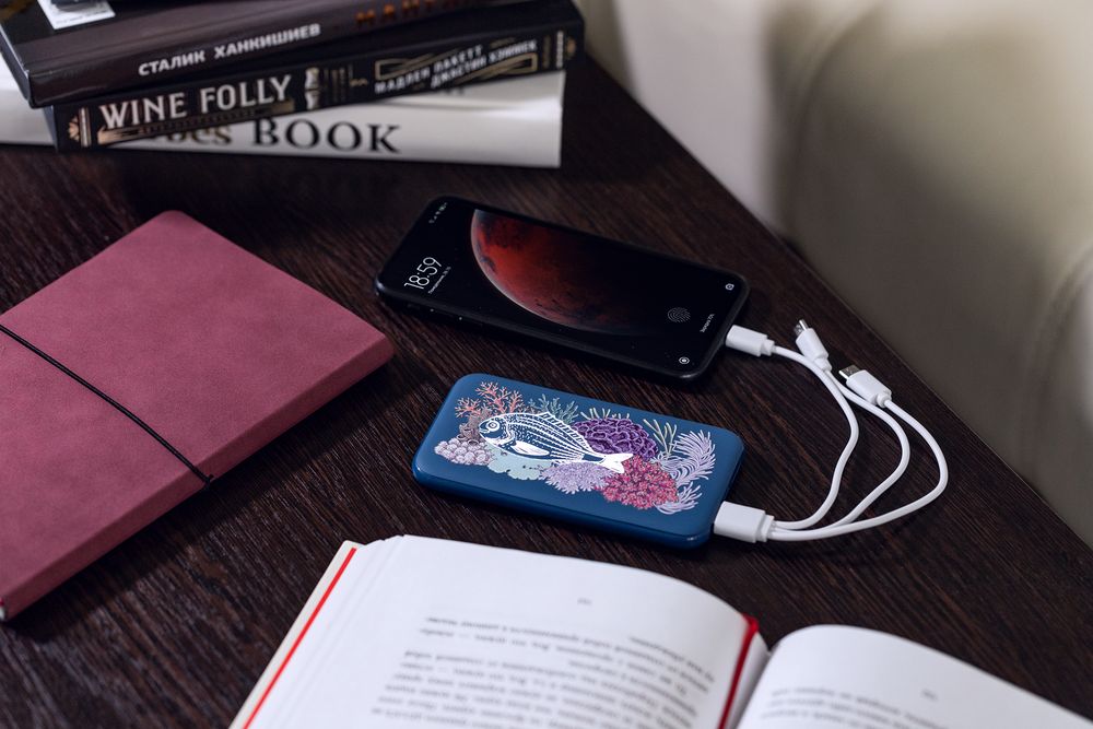 Аккумулятор Uniscend Starry с подсветкой, 5000 мАч, синий / Миниатюра WWW (1000)