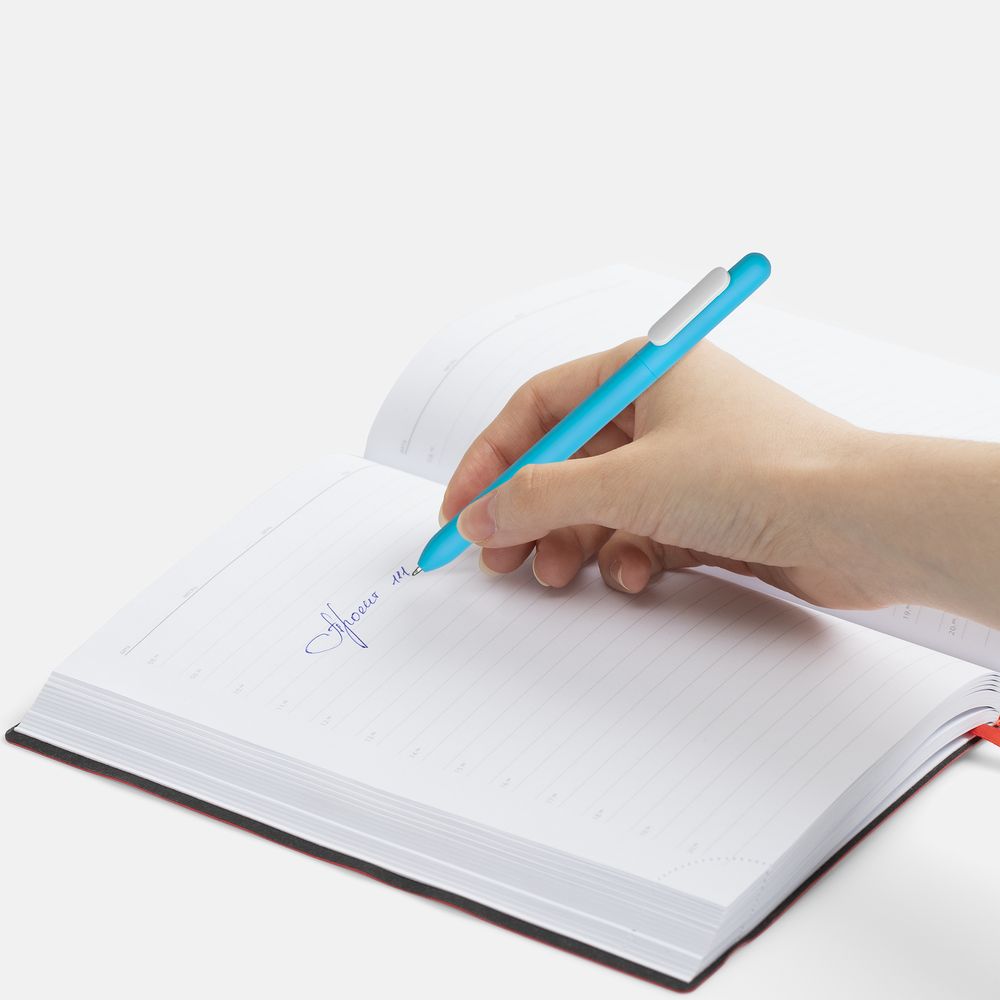 Ручка шариковая Swiper Soft Touch, голубая с белым / Миниатюра WWW (1000)